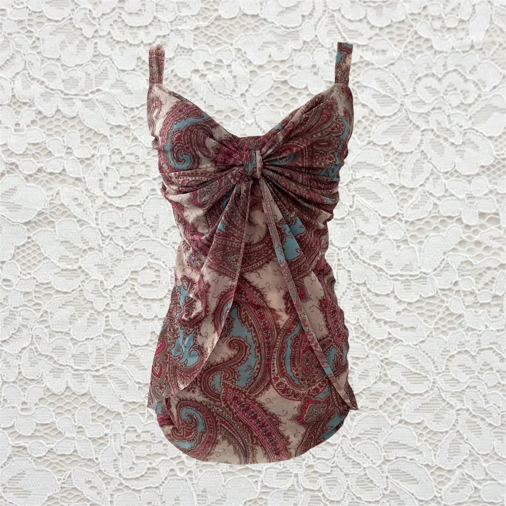 vintage y2k paisley printed fairy tank top